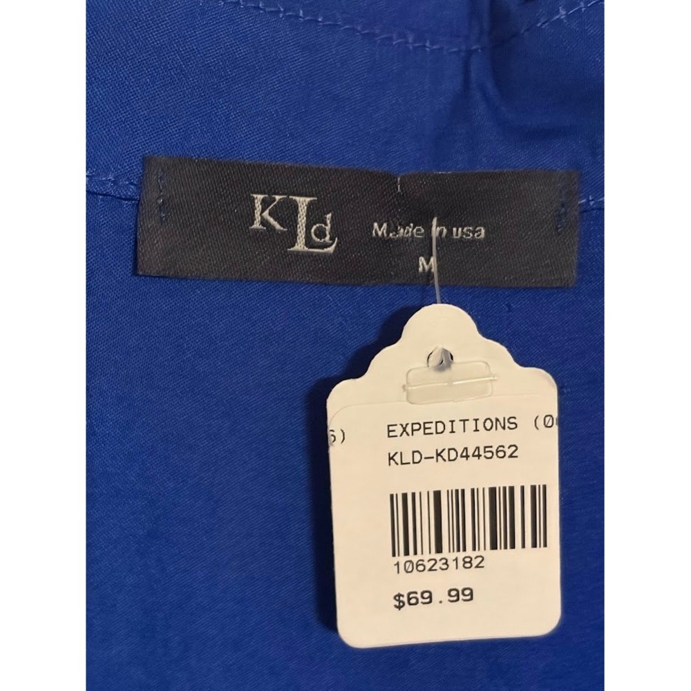 KLd by Karen Kane Womens Blue V-Neck Short Sleeve High Low Blouse Top M KD44562 - Picture 2 of 3